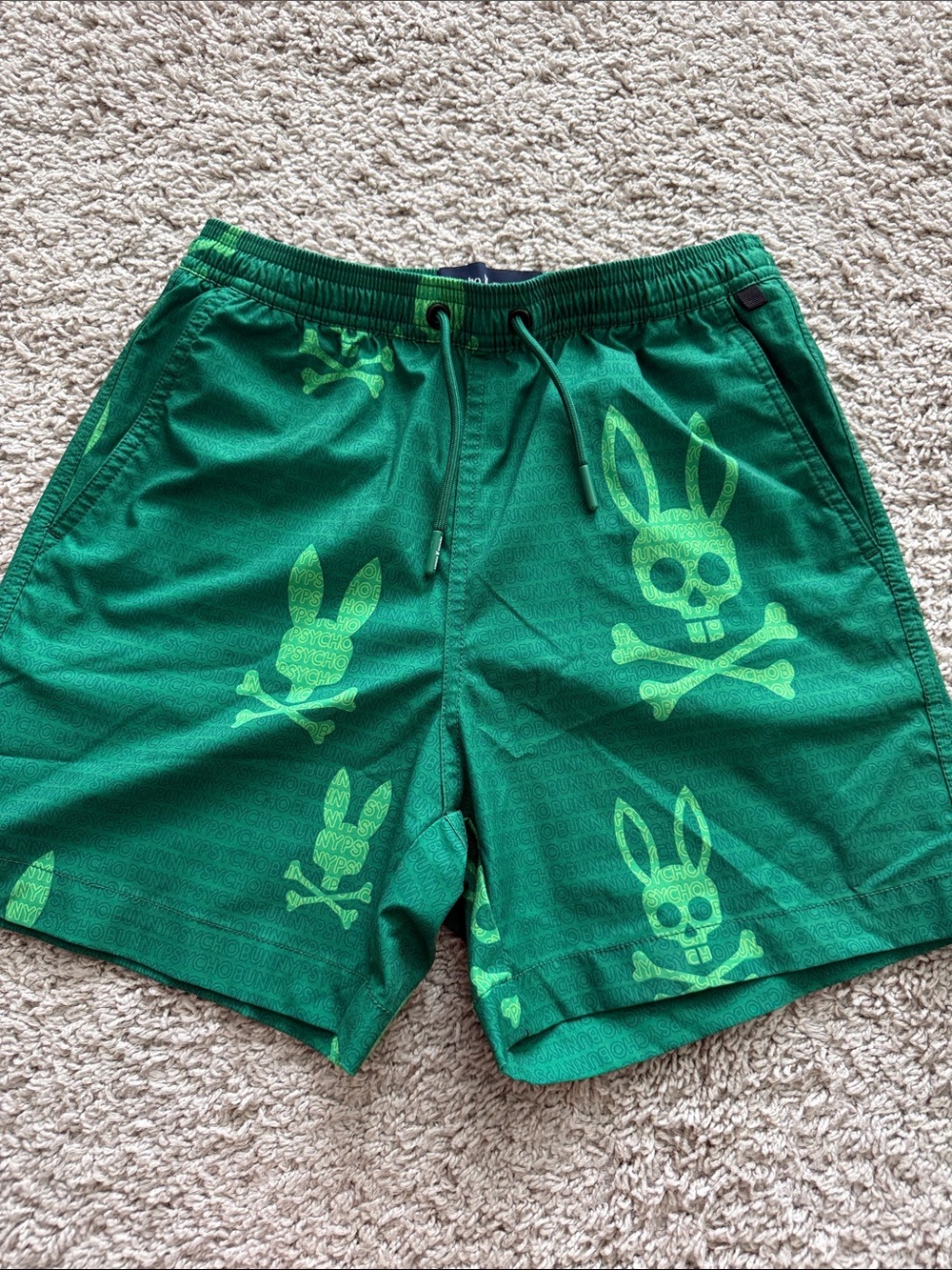 Boys Green Bunny Skull Swim Trunks